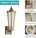 Outdoor Wall Sconce, Hexagon Vintage Gold Exterior Light Fixture with E26 Sockets & Glass, Waterproof Porch Lantern Wall Mount Lighting for Garage,Patio,Front Door,House - Image 2