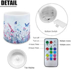 Floral Butterfly Pattern Flameless LED Candle with Remote Color Changing Control 4 PCS Electric Pillar Candle with 4H 8H Timer for Room Fall Wedding Christmas Decorations - Image 6