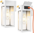 White Porch Lights with Outlet, Dusk to Dawn Outdoor Light, 2Pack by WelcometoOYKYOHEI