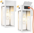 White Porch Lights with Outlet, Dusk to Dawn Outdoor Light, 2Pack by WelcometoOYKYOHEI