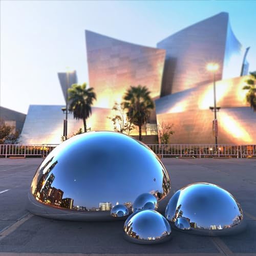 8pcs Half Gazing Globe Mirror Ball,Silver 304 Stainless Steel Hollow Polished Reflective Smooth Garden Sphere,Colorful and Shiny Addition to Any Garden or Home - Image 4