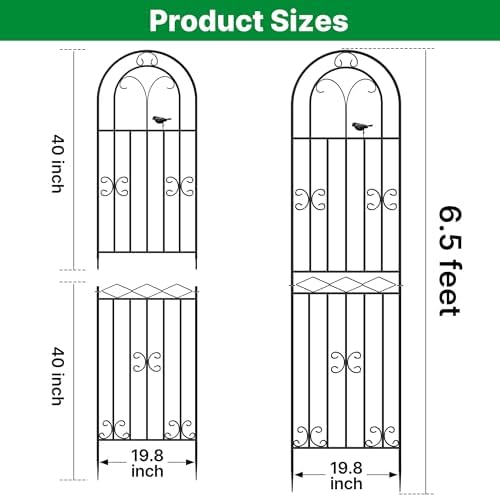 ARIFARO 2 Pack 78" H x 20" W Metal Garden Trellis for Climbing Plants - Image 2