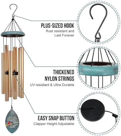 36inch Sympathy Wind Chimes Personalized, Memorial Gifts, Wind Chimes in Loving Memory of Dad/Mom, Wind Chime for Loss of Loved Mom/Dad/Son, Wind Chime Outside - Image 4