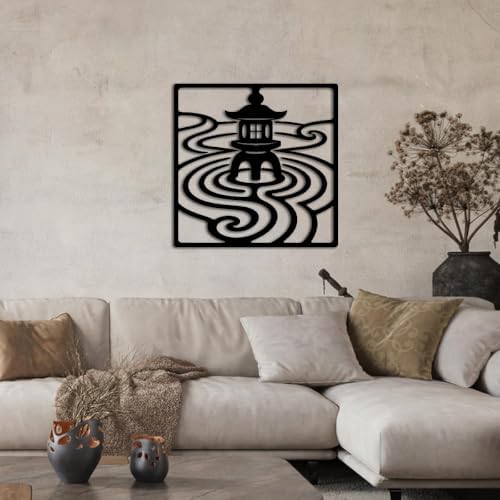 Japanese Zen Pagoda Metal Wall Art Decor Outdoor Decor Minimalist Aesthetic Metal Signs Elegant Wall Decor for Living Room Office Space Zen Garden Inspired Wall Hanging (Black,16inch) - Image 4