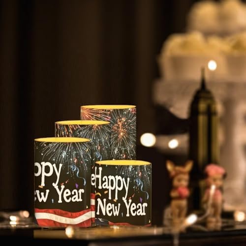 GLENLCWE USA Flag Happy New Year Flameless Led Candles Bulk with Timer Remote Blue Pillar Candles Battery Operated Flickering Light for Gift Party Sweet Home Decor - Image 2