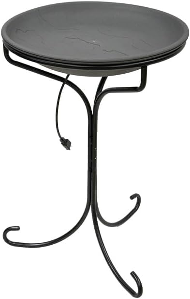 Wild Bird Lover’s Heated Bird Bath with Metal Stand – 20" Slate-Textured Basin, 150W Heater & 30" Coated Stand – Outdoor Bird Bath Keeps Water Ice-Free Year Round – Safe & Slip-Resistant Surface by Unknown