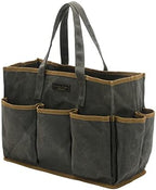 Tool Tote Bag, Heavy Duty 16oz Waxed Canvas Garden Tool Bag | Portable 11-Pocket Tool Storage Bag for Gardener Electrician Contractor Repairman (14"L x 5.5"W x 10.5"H) – Army Green by Kaaltisy