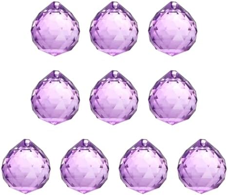 Crystal Ball Prisms, Sun Catcher Hanging Prism Sun Catcher Pendant 44mm / 1.73Inch & 10 Pack & Crystal Purple-Fitting for (Outdoor/Indoor/Windows/DIY Decor/Feng Shui/Chandelier) by YELARXI