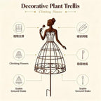 Metal Lady Garden Trellis for Climbing Plants, Decorative Dress‑Shaped Plant Support Stake, Vintage Rust‑Finish Flower Trellis for Yard Lawn Patio Outdoor Decor (3) - Image 3