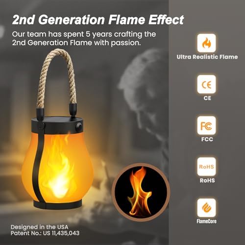 Hompavo Gen2 Solar Lanterns Outdoor Waterproof with Ultra-Real Flame - Image 2
