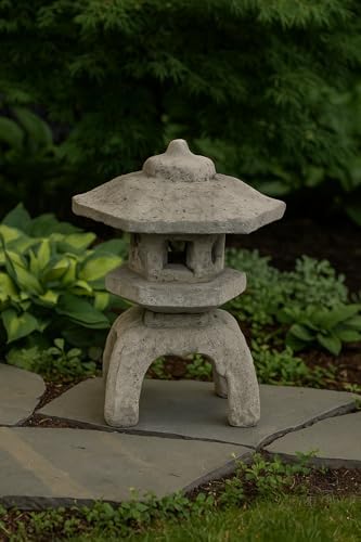 Solid Rock Stoneworks Medium 3-Piece Japanese Lantern – 22" H x 17" W x 17" D – Concrete Garden Statue – Outdoor Pagoda Decor – Heavy Stone Sculpture – Made in USA - Image 2