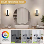 Modern LED Wall Sconces 3CCT 10%-100% Dimmable Hardwired Wall Mount Light Set of 2, Black Up and Down Wall Lamp, Bathroom Vanity Light, Indoor Wall Lights for Hallway, Bedroom, Living Room - Image 6