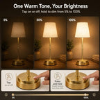Rechargeable Cordless Table Lamp, Nightstand to End Table,Gold,1 Pack - Image 6