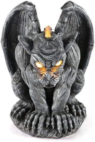 Large Winged Gargoyle Statue with Solar Lights Outdoor Gargoyle Statue Garden Guardian Sculpture Figurine Gothic Decor Gargoyle Monster Dragon Creep Scary Sculpture Patio Yard Lawn by LovelyRan