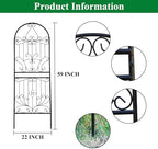 Trellis for Climbing Plants 59" H x 22" W Metal Unique Design Decorative Garden Structure Weather-Resistant Lattice Outdoor Decor Flowers Roses Vine Ivy Clematis Black Coating 1 Pack - Image 3