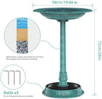 AISITIN 28 Inch Bird Bath with 3.5W Solar Fountain for Outside, Green - Image 2