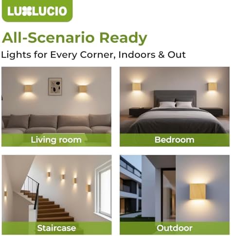 2 Pack Indoor Outdoor Natural Wood Grain Up and Down LED Wall Light, Modern Bedroom/Porch Wall Lamp, IP65 Waterproof, 5%-100% Dimmable 18W 1620lm, 5CCT (2700K-5000K), CRI 90+, 120V-277V - Image 6
