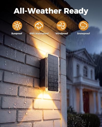 vighep Solar Fence Lights Outdoor 16 Pack, 5CCT(3000K-6000K) Up and Down Solar Wall Lights, IP65 Waterproof Dusk to Dawn Wood Fence Lights Solar Powered for Patio, Porch, Backyard, Garage, Wall Decor - Image 4