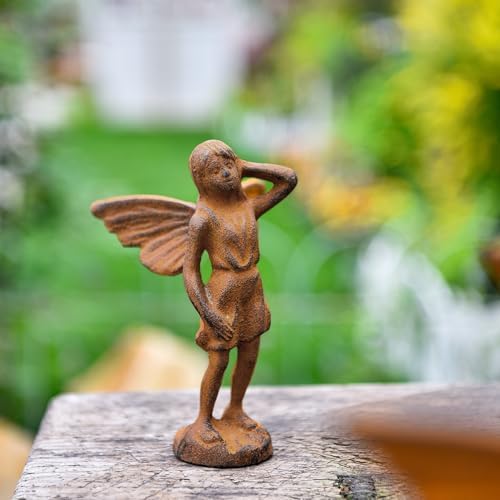 Sungmor Cast Iron Angel Statue Garden Fairy Figurines, 2 Pack Rustic Rust - Image 3