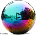 Rainbow Stainless Steel Gazing Ball,10inch Mirror Polished Hollow Ball - Image 2