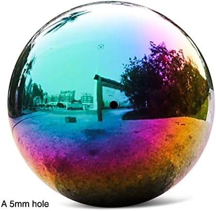 Rainbow Stainless Steel Gazing Ball,10inch Mirror Polished Hollow Ball - Image 2