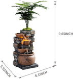 Indoor Fountain 4-Bowl Rockery Soothing Sound Tabletop Fountains Home/Office Decor with a Small Plastic Pot to Grow The Plant by Yourself(Automatic Watering)(23001) - Image 2