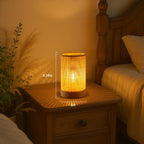 LUSHARBOR Rattan Lamp, Battery Operated Table Lamp with Timer Boho - Image 2