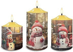 Cozeyat LED Candles Pack of 3 Flameless Electric Tealights with Remote Timer, Cute Christmas Snowman Print Christmas Decor Candles Battery Operated Warm Yellow Tea Lights - Image 2
