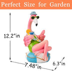 Teaeeno Pink Flamingo Figurines With Swim Ring Resin Flamingo Bird Sculpture,Large Flamingo Ornaments for Coastal Home Wedding Decor,Housewarming Flamingo Gifts for Lady,Tropical Holiday Decor on Desk - Image 3