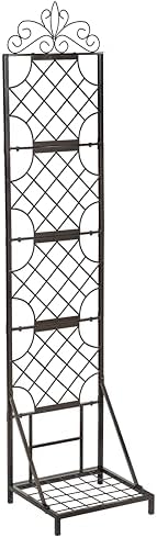 Evergreen Garden Classic Metal Plant Stand with Lattice Trellis for Climbing Plants, Floor Tall Plant Stand Indoor and Outdoor for Patio, Porch, Garden by EvergreenGarden