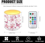 Flameless Candles Set of 4 Battery Powered LED Pillar Candle Tealights 3 x 3 Inches Home Decoration Remote for Wedding Beach Party Decor Butterfly Cherry Blossom Pink Pattern - Image 7