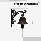 Cast Iron Dinner Bell with Rope, Rustic Outdoor Dinner Bell for Farmhouse, Vintage Metal Doorbell, Wall Mounted Decorative for Porch, Garden, Patio, 5.5 x 4.5 in / 14 x 11.3 cm - Image 5