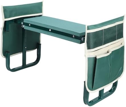 Aramox Wide Garden Kneeler Seat with 2 Tool Pouches Foldable Gardening Stool Adjustable Height for Kneeling Sitting (Green) - Image 5