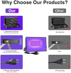 Onforu 6 Pack 38W LED Black Lights, Blacklight Flood Light with Plug, IP66 Waterproof, for Halloween Party, Glow in The Dark, Stage Lighting, Aquarium, Body Paint, Fluorescent Poster, Neon Glow,Black - Image 2