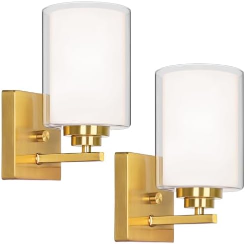 VerRon Wall Sconces Set of 2 with Double Clear Glass Shade for Bathroom by WelcometoVerRon
