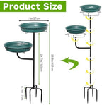 Freestanding Birdbaths Bowl Outdoor, Standing Garden Bird Bath Bird Feeder Bowl, Detachable Decoration Spa Birdfeeder for Garden Patio Yard Lawn (Green 2) - Image 2