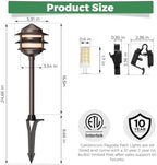 Gardencoin Pagoda Low Voltage Landscape Pathway Lights, 12V Outdoor LED Path Lights Wired, Aluminum Walkway Lighting with 4W 2700K Replaceable G4 Bulb, Bronze Classic 3-Tier Lantern, 12 Pack - Image 4