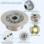 LED Fountain Lights Warm White Outdoor Submersible Light 18W 12V AC DC Stainless Steel Materials IP68 Waterproof Landscape Underwater Light for Outdoor Pond Garden Patio Backyard - Image 3