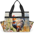 Garden Tool Bag Farm Animal Rooster Garden Tool Storage Bag with Pockets Handle Portable Garden Tote Bags for Indoor Outdoor Gardening by Gublec