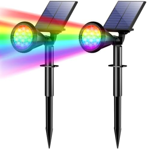 WELALO Solar Lights Outdoor Waterproof Flag Spotlights 2 Pack (Colored) by WELALO