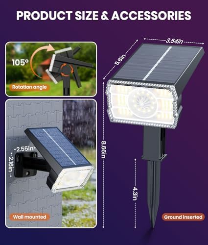 ALFIOT Solar Spot Lights Outdoor, 4 Pack, 10 Modes, Multicolor, IP65 - Image 5