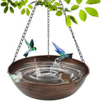 13" Metal Hanging Bird Bath with Chains and Hook by OUISJYER