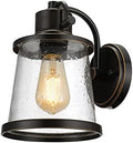 Globe Electric 44127 Charlie 1-Light Outdoor Indoor Wall Sconce, LED Bulb Included, Oil Rubbed Bronze, Clear Seeded Glass Shade, 500 Lumen by GlobeElectric