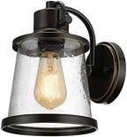 Globe Electric 44127 Charlie 1-Light Outdoor Indoor Wall Sconce, LED Bulb Included, Oil Rubbed Bronze, Clear Seeded Glass Shade, 500 Lumen by GlobeElectric