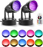 ZUCKEO LED Spot Lights Indoor RGBW Up Lights with Remote, 120V 10W Uplighting Indoor Spotlights Plug in, 4.92FT Code Accent Flood Light Christmas Color Changing Landscape Lighting with Switch (2Pack) by ZUCKEO