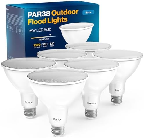 Sunco 6 Pack PAR38 LED Flood Light Bulb, 15W=150W, Dimmable, Waterproof by SuncoLighting