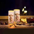 Valentines Day Flameless Candles Waterproof Battery Operated Candles with Timer Pack of 2 Pink Daisy Highland Cow Print LED Pillar Lights for Dining Table Decorations - Image 6