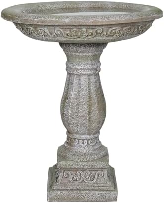 SKYFIRE 20”Dia.X 23.8”Tall Outdoor Birdbath with Pedestal - Modern Garden Birdbaths Outdoor Decor for Bird Spa & Birdfeeder, Floor Bird Baths for Garden Patio, Yard, Lawn - Image 6