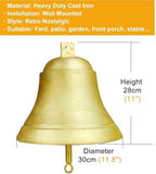 GTPBAO Retro Gold Large Iron Bell, Weatherproof Ringing Doorbell with Red String, Garden Wall-Mounted Hand Bell for Front Door - Image 3