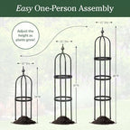 Evergreen 5 ft Garden Trellis for Climbing Plants Vines, Jasmine & Flowers, Rustproof Metal Obelisk Trellises, Outdoor & Indoor Plant Support for Potted Planters (Black) - Image 3